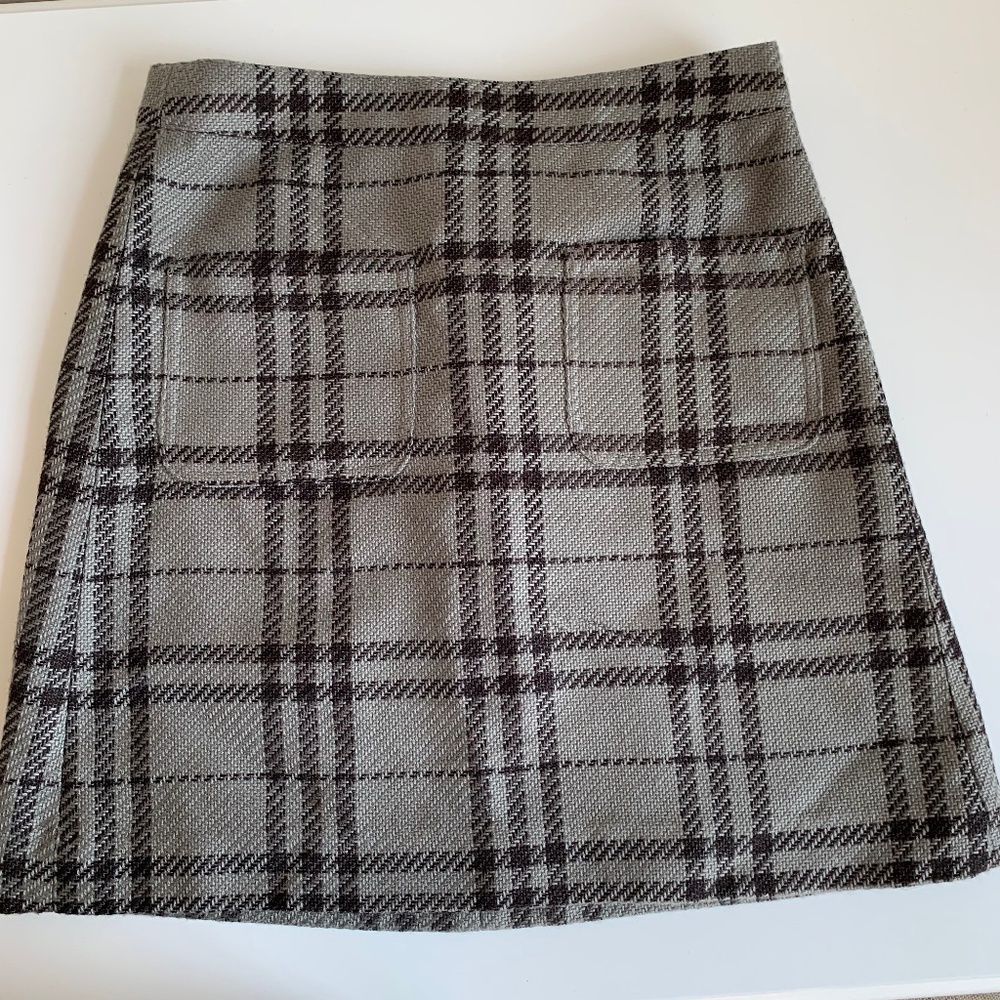 J Crew Gray Plaid Mini Skirt
